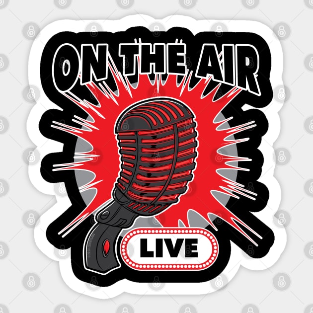 On The Air Live Vintage Microphone Sticker by eShirtLabs